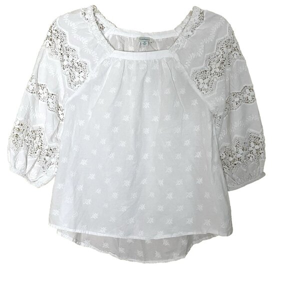 Sundance White Blouse XS Crochet Embroidery Peasant Cottagecore Summer Fairy - Picture 1 of 8